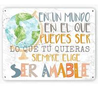 SitrMGH Spanish Classroom Inspiration Sign Poster, Teacher Elementary Middle School, Poster in Art Metal Tin 12x8 Inch
