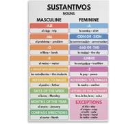 SitrMGH Spanish Language, Regular Verbs, Verb Conjugation, Grammar Chart, Spanish Classroom Decor Poster Metal Tin Sign Wall Art Print Poster for Living Room Aesthetic 8x12 inch