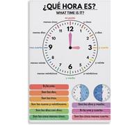 SitrMGH Telling Time Poster, Spanish Language Metal Tin Sign Wall Art Poster for Room Aesthetic Posters for Bedroom Living Room Decor 8x12 inch