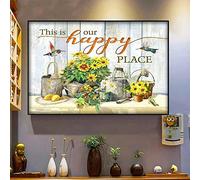 SitrMGH This is Our Happy Place Decorations Home Wall Art Modern Farmhouse Sign Retro Metal Tin Sign Vintage Sign for Home Coffee Wall Decor 12x8 Inch