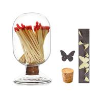 Sitroasho Glass Match Holder Cloche with Striker No Matches Decorative Glass Matches Cloche Glass Match Holder Jar for Bathroom Fireplace Scented Candle Display Decor