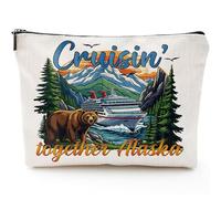 Sitsink Alaska Souvenirs Cruise Bags Gifts - Makeup Bag Alaska Travel Must Have Essentials, Cosmetic Pouch Purse Cruise Exchange Idea Gift for Women Men Adults