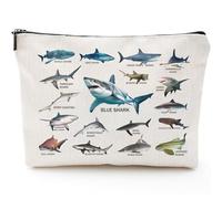 Sitsink Animal Gifts Makeup Bags - Just a Girl Who Loves Cute Animal Makeup Bags, Gifts for Girls Makeup Bag, white, Shark