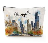 Sitsink Chicago Souvenirs Bags for Women - Chicago Souvenir Travel Must Have Essentials Makeup Bag Purse Gifts for Women Birthday Christmas