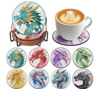 Sitsink Dragon Diamond Painting Coasters - 8 Pcs Cool Dragon Diamond Art Coasters Kit for Adults, Small Crafts Rhinestone Painting Kits