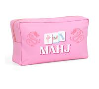 Sitsink Empty Mahjong Tile Bag with Zipper - Pink Mah Jongg Gifts for for Women, Carrying Bag for American Mahjong Tiles Accessories (Case Only)