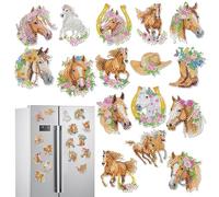 Sitsink Horse Diamond Painting Magnets - 16 Pcs Animals Theme DIY Cute Horse Stickers DIY Adults Refrigerator Art Craft Home Decoration Car