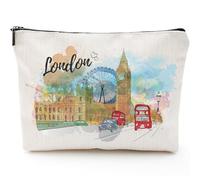 Sitsink London Travel Souvenirs Gifts - London Travel Must Haves Gifts from England, British Iconic Landmarks Big Ben Makeup Bags Pouch, Small Cosmetic Bag London Gifts for Friends Birthday Christmas,