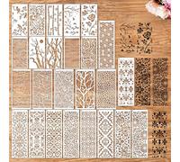 Sitsink Texture Pattern Reusable Stencil - 25pcs Botanical Geometric Textured Stencils Templates for Wall Art Rug Door Mat Furniture