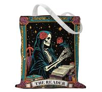 Sitsink The Reader Gothic Tote Bag - A Darkly Romantic Gift for Literary Souls, Horror Fiction Fans, Teachers, Writers, Literary Festival Attendees Birthday Christmas