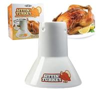 Sittin' Turkey Thanksgiving Ceramic Beer Can Roaster & Steamer- Easily Infuse Marinades & BBQ Flavors for Juicy, Flavorful Meat- XL Base Perfectly Cooks up to an 18lb Turkey- Holiday Party Essential