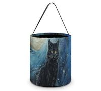 Sitting A Black Cat Halloween Tote Candy Bags Trick Or Treat Candy Bags Reusable Candy Basket With Handles Multipurpose Gifts Bag For Festival Party Gathering