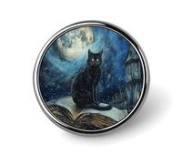 Sitting A Black Cat Round Badge Cute Brooch Hats Jackets Decor Personalized Lapel Pin Clothing Jewelry Accessories for Wedding Party Gift