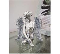 Sitting Angel With Wide Wings Crushed Diamond Ornament