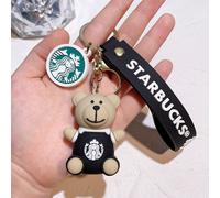(Sitting Black Bear) Playful Bear 3d Starbucks Keychain Silicone Birthday For Friends Gift