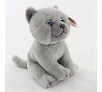 Sitting British Grey Shorthair Plush Soft Toy Cat Teddy 10 year guarantee. Gift.