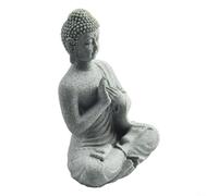 Sitting Buddha Statue Garden Ornament, Sandstone Resin Zen Effect, for Outdoor Indoor Lawn Décor, Uncoated Fish Tank Safe Aquarium Decoration(C)