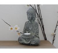 Sitting Buddha Tealight Candle Holder Ornament Stone Effect Home or Garden