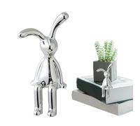Sitting Bunny Figure, Sitting Rabbit Ornament - Galvanized Bunny Decoration, Table Ornament, Animal Sculpture, Desk Display for Living Room, Coffee Table, Kitchen,