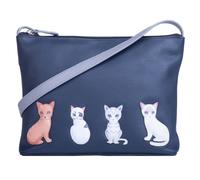 Sitting Cats Leather Crossbody Bag Mala leather Navy One Size