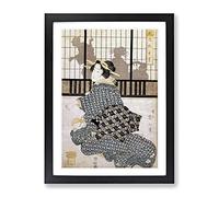 Sitting Courtesan By Kikukawa Eizan Asian Japanese Framed Print | A3 Black Framed Wall Art | Ready to Hang | Asian Nature Picture | Living Room Bedroom Lounge Office