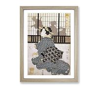 Sitting Courtesan By Kikukawa Eizan Asian Japanese Framed Print | A3 Oak Framed Wall Art | Ready to Hang | Asian Nature Picture | Living Room Bedroom Lounge Office