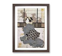 Sitting Courtesan By Kikukawa Eizan Asian Japanese Framed Print | A3 Walnut Framed Wall Art | Ready to Hang | Asian Nature Picture | Living Room Bedroom Lounge Office