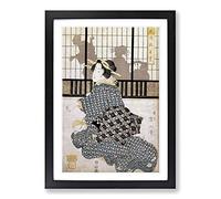 Sitting Courtesan by Kikukawa Eizan Framed Print | A2 Black Framed Wall Art | Ready to Hang | Modern Nature Picture | Living Room Bedroom Lounge Office