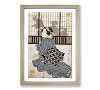 Sitting Courtesan by Kikukawa Eizan Framed Print | A2 Oak Framed Wall Art | Ready to Hang | Modern Nature Picture | Living Room Bedroom Lounge Office