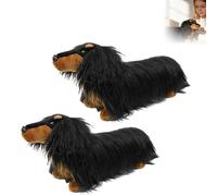Sitting Dachshund Plush Toy, 14 Inch Realistic Long Hair Stuffed Animal Dog, Super Soft Cotton Cuddly Toy for Home Decor, Gift for Dog Lovers, for Pet, Black, 42cm，1 Piece (Black-2pc)