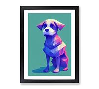 Sitting Dog No.1 Abstract Framed Print | A4 Black Framed Wall Art | Ready to Hang | Abstract Animal Picture | Living Room Bedroom Lounge Office