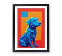 Sitting Dog No.2 Abstract Framed Print | A2 Black Framed Wall Art | Ready to Hang | Abstract Animal Picture | Living Room Bedroom Lounge Office