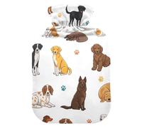 Sitting Dogs White Hot Water Bottle with Soft Cover Hot Water Bag for Pain Relief Medium