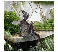 Sitting Fairy Garden Statue, 5.5 inches Outdoor Garden Fairy Statue Ornaments, Angel Sculpture Realistic Figurine Decor, Antique Resin Craft Home Table Decorations Lawn Yard Art Porch Patio Garden