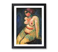 Sitting Female Nude By Alexej Von Jawlensky Classic Painting Framed Print | A3 Black Framed Wall Art | Ready to Hang | Classic Historical Picture | Living Room Bedroom Lounge Office