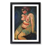 Sitting Female Nude by Alexej Von Jawlensky Framed Print | A2 Black Framed Wall Art | Ready to Hang | Modern Nature Picture | Living Room Bedroom Lounge Office