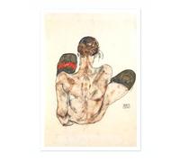 Sitting Female Nude With Red Garter Egon Schiele Print, Modern Art Exhibition Poster, Modern Minimalist Sketch, Home Decor Picture, Archival Matte, 50x70cm (Print Only) - 50x70cm