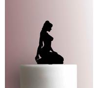 Sitting Girl- Acrylic Cake Topper 5 Inch Width/Black