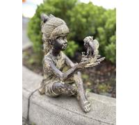 Garden Mile Extra Large Outdoor Fairy Garden Statue Weatherproof Sitting Girl Pixie Garden Ornament - Resin garden Decor with Stone Effect Sculptures - Waterproof Garden Accessory
