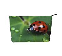 Sitting Green Three Leaf Insect Prints Corduroy Makeup Bag for Women Girls, Spacious Travel Cosmetic Organiser for Make-up, Toiletries & Essentials