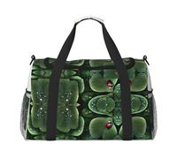 Sitting Green Three Leaf Insect Travel Duffel Bag for Women Men,Print Polyester Tote Hand Luggage Bag with Shoulder Strap