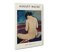 Sitting Nude By August Macke Canvas Print | Gallery Wrapped 30mm Frame Wall Art | 20x14 inches | Ready to Hang | Classic People Picture | Living Room Bedroom Lounge Office