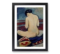 Sitting Nude by August Macke Framed Print | A2 Black Framed Wall Art | Ready to Hang | Modern Nature Picture | Living Room Bedroom Lounge Office