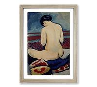 Sitting Nude by August Macke Framed Print | A2 Oak Framed Wall Art | Ready to Hang | Modern Nature Picture | Living Room Bedroom Lounge Office