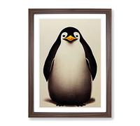 Sitting Penguin Framed Print | A2 Walnut Framed Wall Art | Ready to Hang | Modern Nature Picture | Living Room Bedroom Lounge Office