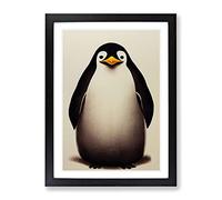 Sitting Penguin Framed Print | A3 Black Framed Wall Art | Ready to Hang | Modern Nature Picture | Living Room Bedroom Lounge Office