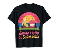 Sitting Pretty in Sweet Bliss Retro Banana & Shake Design T-Shirt