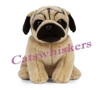Living Nature Pug Puppy Soft Toy - 16 cm Fluffy Realistic Dog Plush, Cuddly Stuffed Animal Gift for Kids & Babies