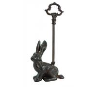 Sitting Rabbit Bunny Door Stop Porter with Handle, Rustic Cast Iron, 16-inch