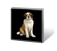 Sitting Saint Bernard Square Brooch Metal Pin Badges Classic Lapel Pins Jewellery Unisex